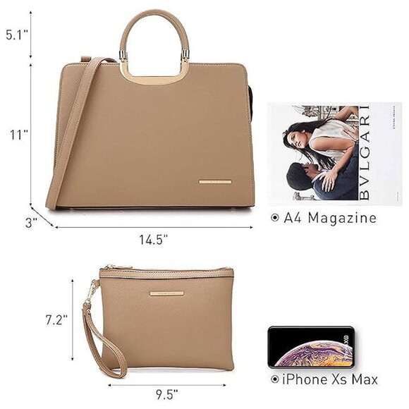 Womens Handbag Top Handle Shoulder Bag , 1-beige - Picture 4 of 5